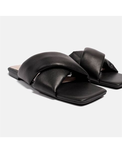 Mules plate en Cuir noires