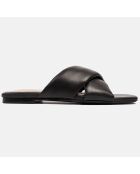 Mules plate en Cuir noires
