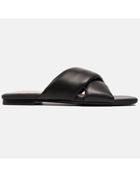 Mules plate en Cuir noires