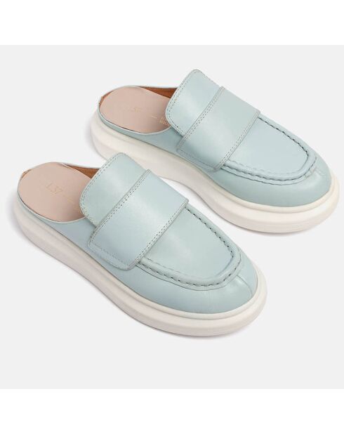 Plateau-Pantoletten aus blauem Leder