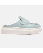 Plateau-Pantoletten aus blauem Leder