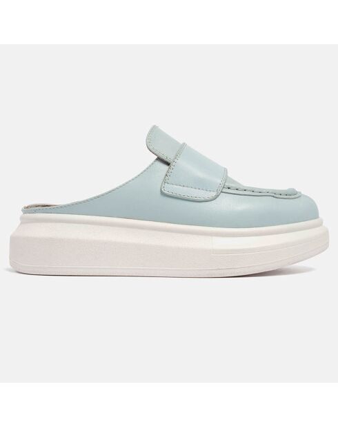 Plateau-Pantoletten aus blauem Leder