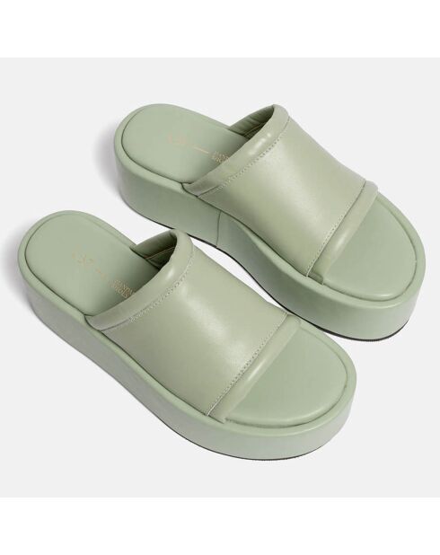 Poh grüne Plateau-Pantolette mit 5 cm Absatz