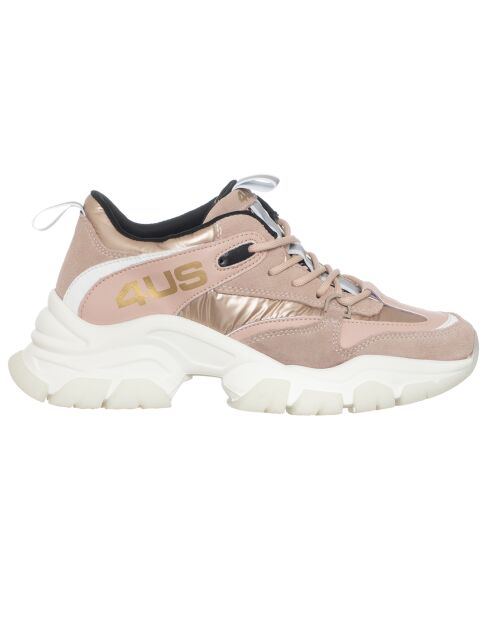 Sneakers en Cuir Rosita rose/blanc - Talon 5 cm