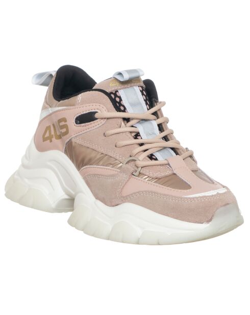 Sneakers en Cuir Rosita rose/blanc - Talon 5 cm