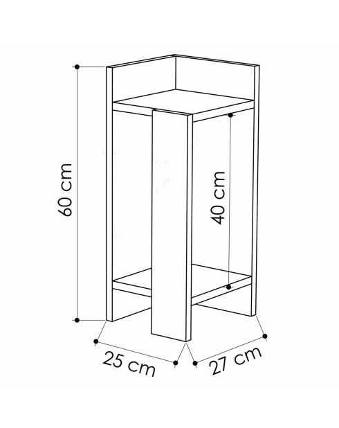 Table de nuit Elos gauche blanc - 25x60x27 cm