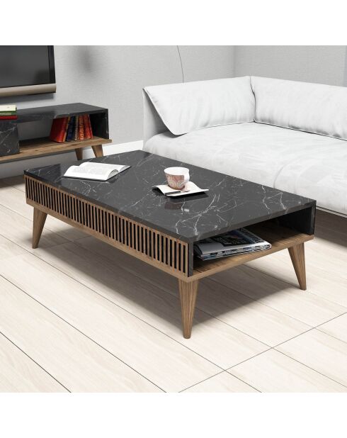 Table basse Milan noyer/noir - 105x34.6x60 cm