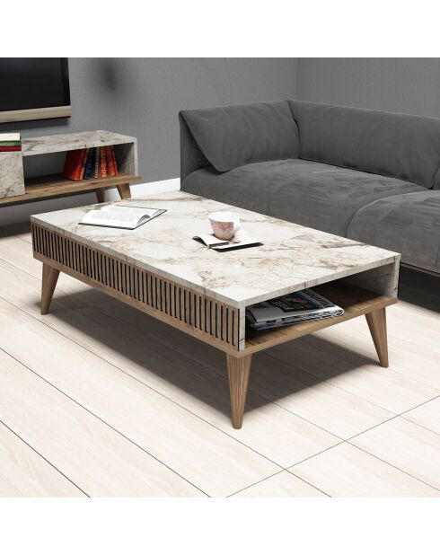 Table basse Milan noyer/blanc - 105x34.6x60 cm