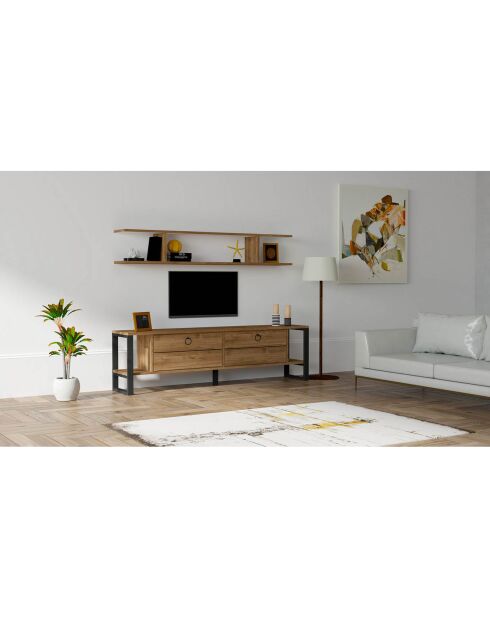 Meuble TV Melis noyer - 160x45x30 cm