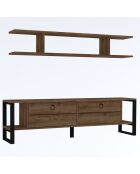 Meuble TV Melis noyer - 160x45x30 cm