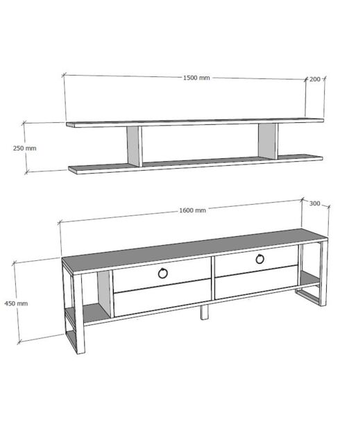 Meuble TV Melis noyer - 160x45x30 cm