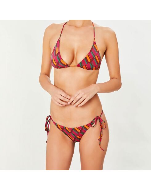 Maillot de bain 2 pièces triangles souples Clave rose/orange