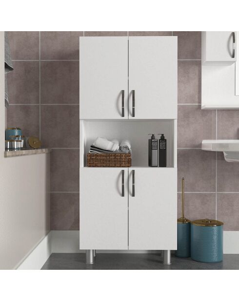William weißer Badezimmerschrank - 59,5 x 140,3 x 29,5 cm