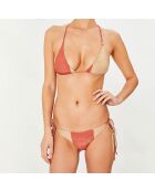 Maillot de bain 2 pièces irisé triangles souples Br Rayas rouge/beige