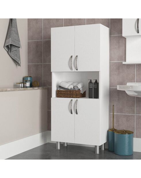 William weißer Badezimmerschrank - 59,5 x 140,3 x 29,5 cm