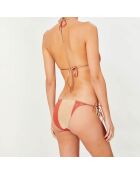 Maillot de bain 2 pièces irisé triangles souples Br Rayas rouge/beige