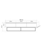 Meuble TV Milo 180 noyer/noir - 180x50x40 cm