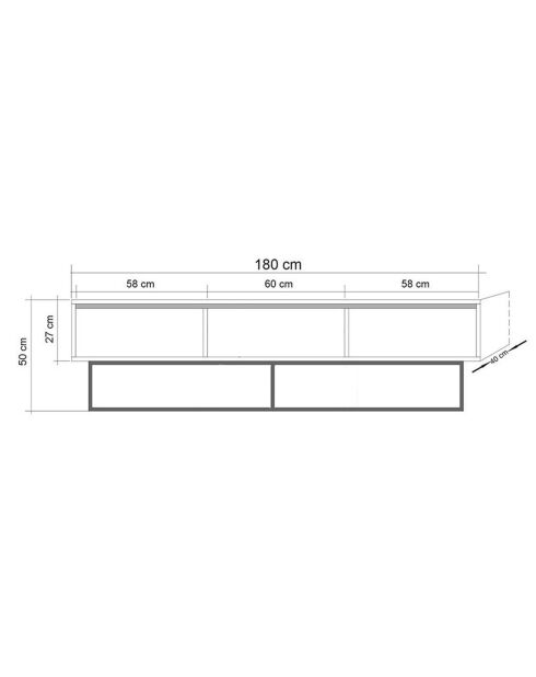 Meuble TV Milo 180 noyer/noir - 180x50x40 cm