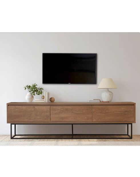 Meuble TV Milo 180 noyer/noir - 180x50x40 cm