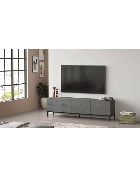 Meuble TV LV6 argenté/noir - 170.3x46.4x35.5 cm
