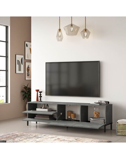 Meuble TV LV6 argenté/noir - 170.3x46.4x35.5 cm