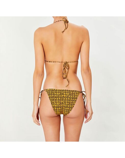 Maillot de bain 2 pièces triangles souples Huellas jaune/noir