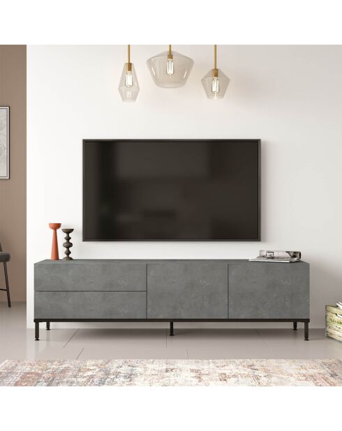 Meuble TV LV6 argenté/noir - 170.3x46.4x35.5 cm