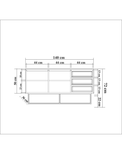 Buffet Ruba noyer/noir - 140x72x36 cm