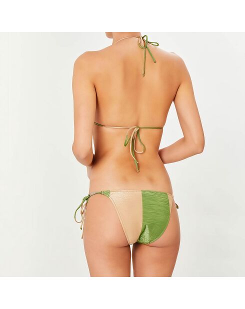 Maillot de bain 2 pièces irisé triangles souples Br Rayas beige/vert