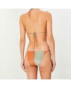 Maillot de bain 2 pièces irisé triangles souples Br Rayas orange/beige