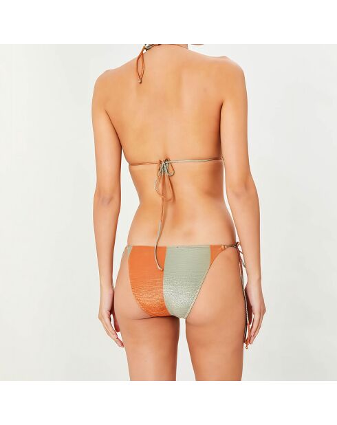 Maillot de bain 2 pièces irisé triangles souples Br Rayas orange/beige