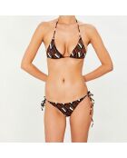 Maillot de bain 2 pièces triangles souples Clave marron/écru