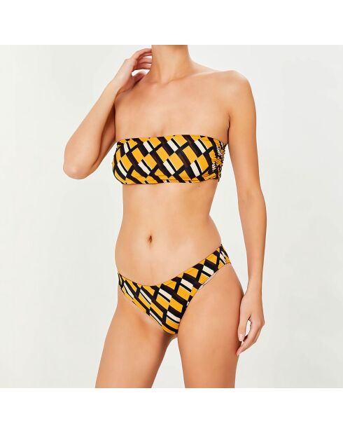 Maillot de bain 2 pièces bandeau Clave noir/jaune