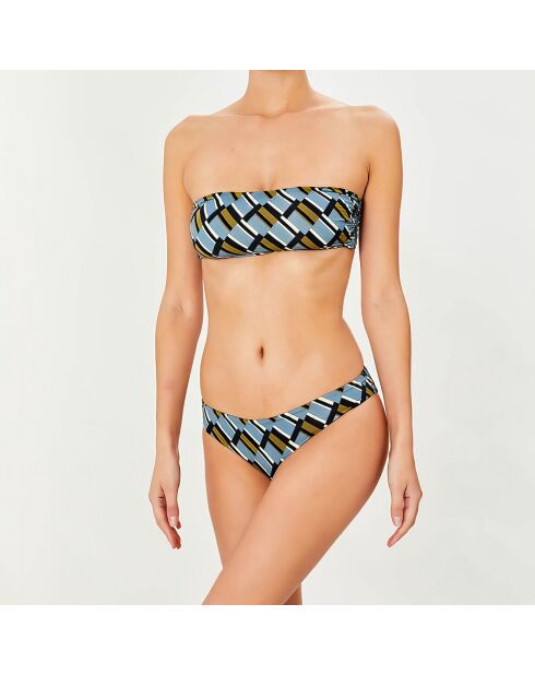 2-teiliger Badeanzug mit Stirnband Clave blau/khaki