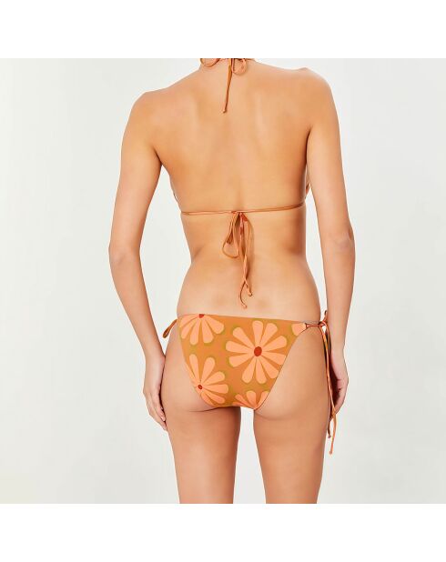 Maillot de bain 2 pièces triangles souples Sun marron/saumon
