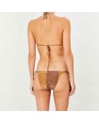 Maillot de bain 2 pièces irisé triangles souples Br Rayas marron/doré
