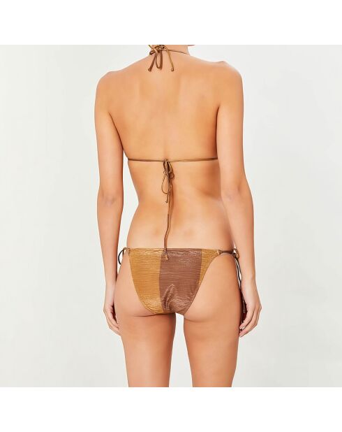 Maillot de bain 2 pièces irisé triangles souples Br Rayas marron/doré