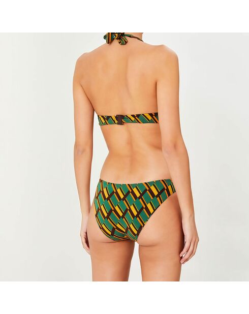 Maillot de bain 2 pièces triangles foulard Clave vert/jaune