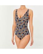 Maillot de bain 1 pièce Hippie bleu/jaune