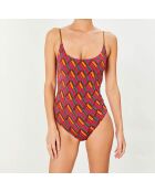 Maillot de bain 1 pièce Clave rose/orange