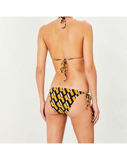 Maillot de bain 2 pièces triangles souples Clave noir/jaune