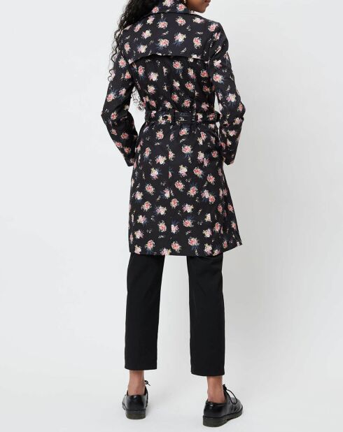 Trench Eclipse imprimé fleuri noir/rose