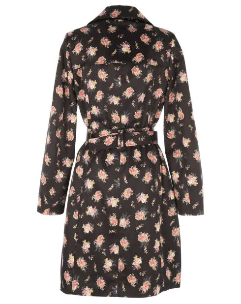 Trench Eclipse imprimé fleuri noir/rose