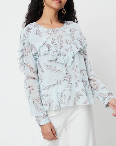 Blouse Glamour fluide imprimée fluide bleu ciel