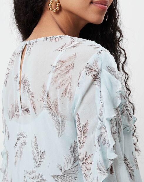Blouse Glamour fluide imprimée fluide bleu ciel