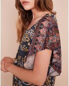Robe courte Festivite manches chauve souris  marine