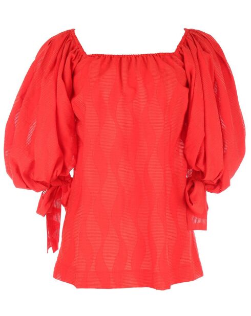 Blouse Ralenti texturée manches bouffantes rouge