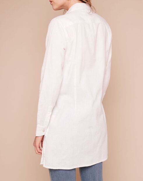 Chemise longue Mage unie & broderies blanche