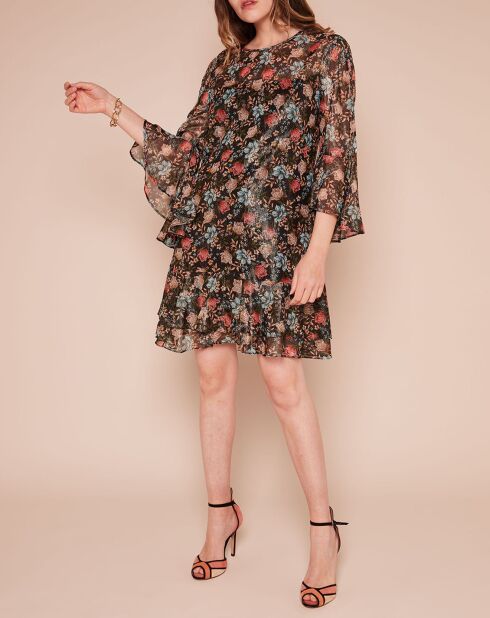 Robe Pereire patineuse imprimé & brillant noire