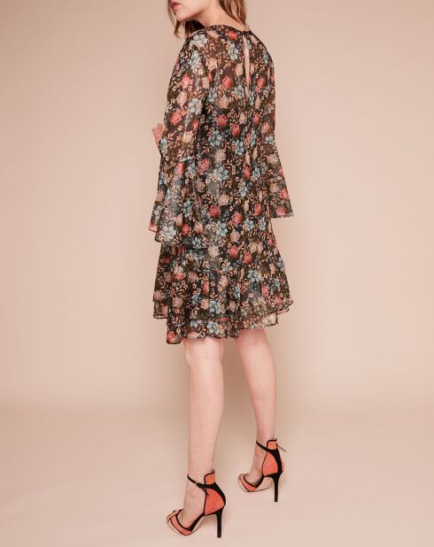 Robe Pereire patineuse imprimé & brillant noire